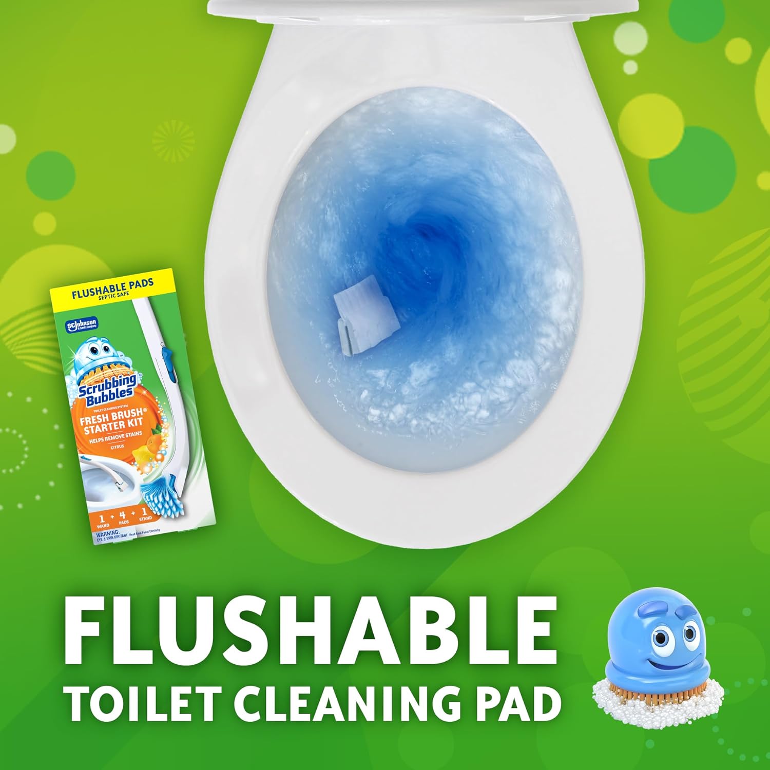Scrubbing_Bubbles_Toilet_Bowl_Cleaning_System_with_Flushable_&_Disposable_Cleaner_Refill_Pads,_Fights_Odors_and_Helps_Remove_Limescale_&_Hard_Water_Stains,_Citrus_Scent,_1_Wand_+_4_Refills_+_1_Stand