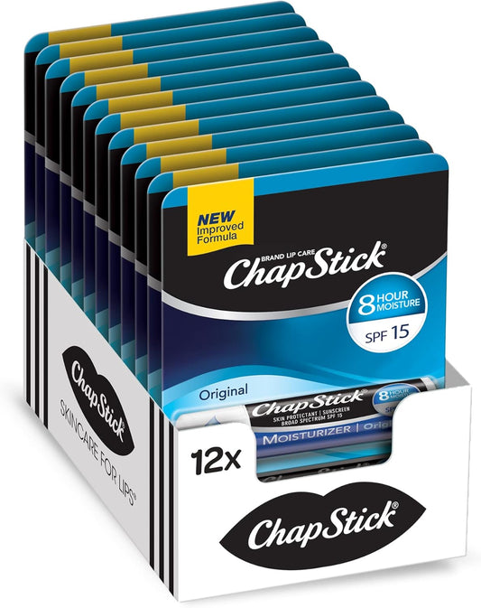 ChapStick_Moisturizer_Original_Lip_Balm_Tubes,_SPF_15_and_Skin_Protectant_-_0.15_Oz_(Pack_of_12)