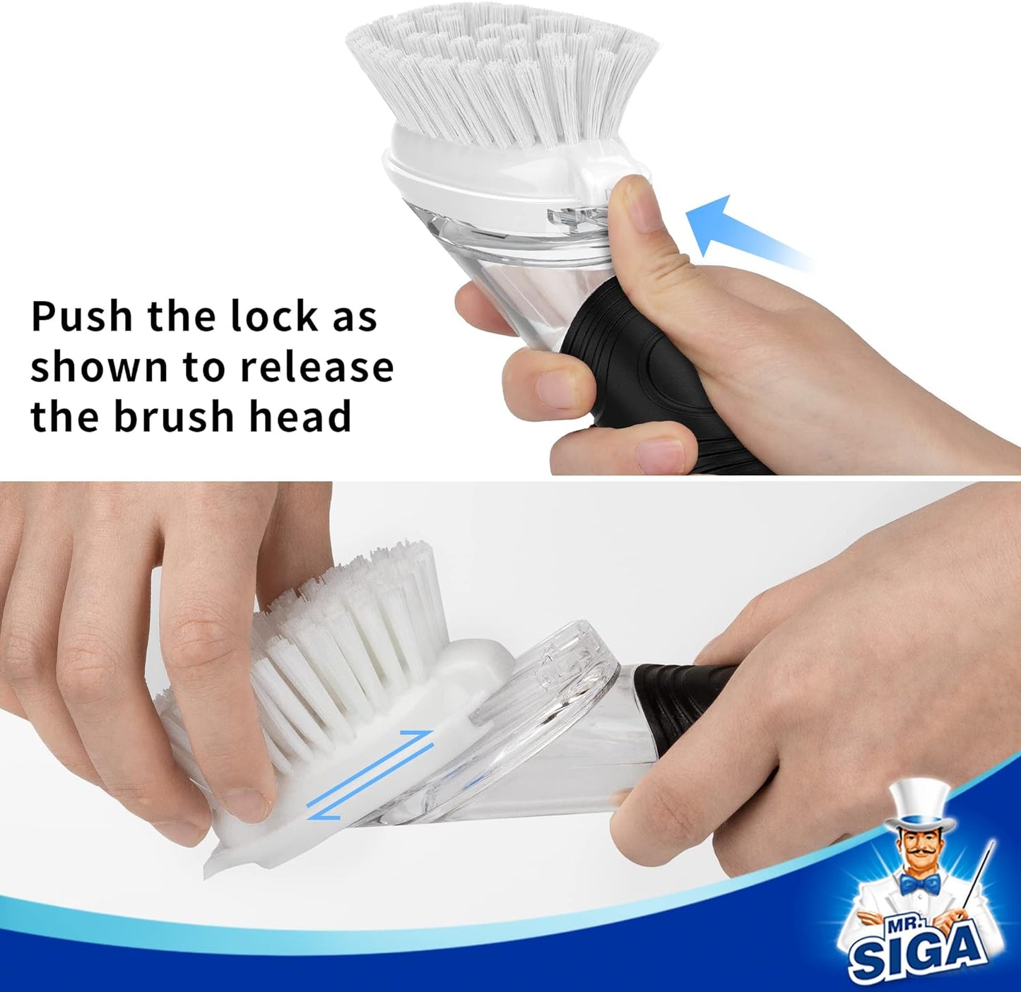 MR.SIGA_Soap_Dispensing_Dish_Brush_Storage_Set,_Kitchen_Brush_with_Holder_for_Pot_Pan_Sink_Cleaning