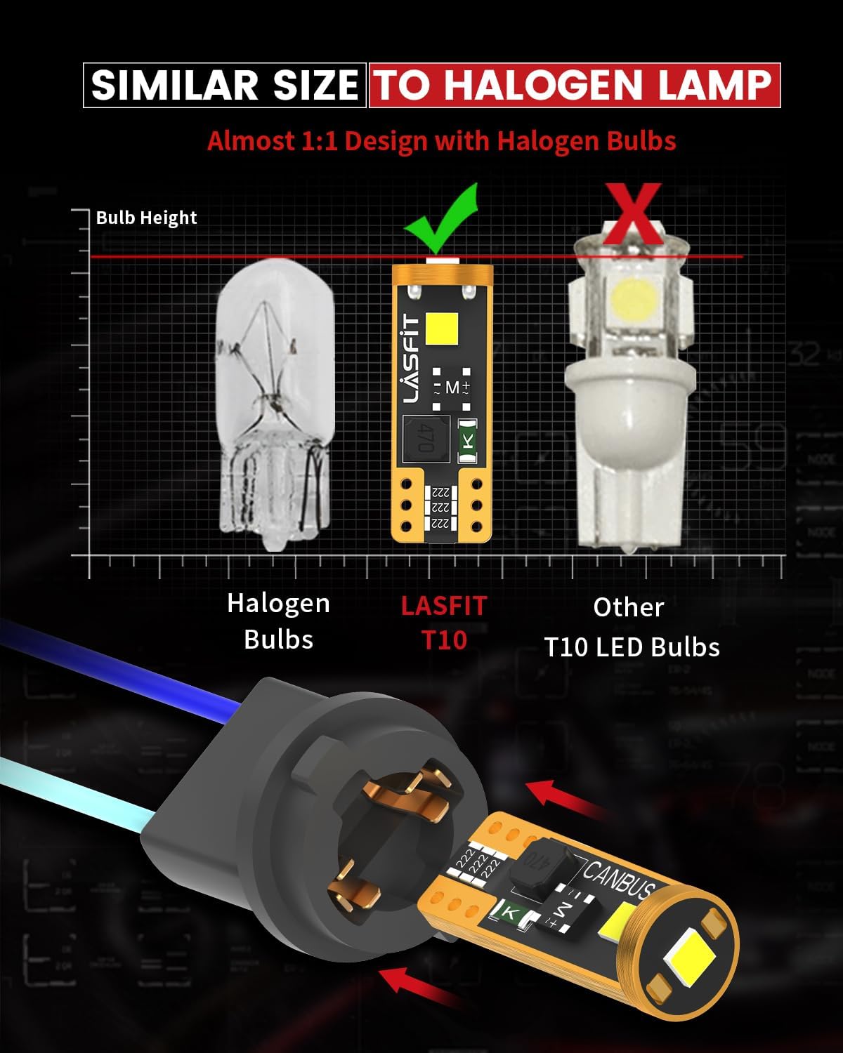 LASFIT_194_LED_Bulb_for_License_Plate_Bulb_White_Bright,T10_168_LED_Bulbs_Canbus_Error_Free,_400LM_6000K_192_2825_W5W_for_Dome_Map_Trunk_Cargo_Lights_(2-Pack)