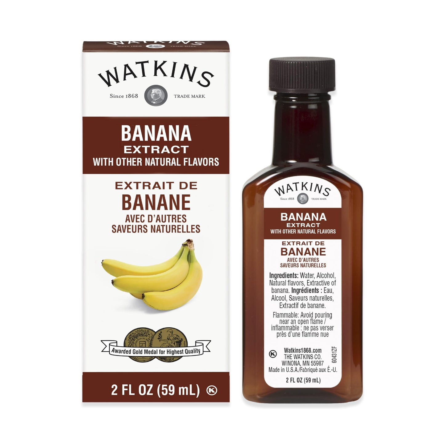 Watkins Banana Extract with Other Natural Flavors, 2 oz. Bottles, Pack of 6 (Packaging May Vary)