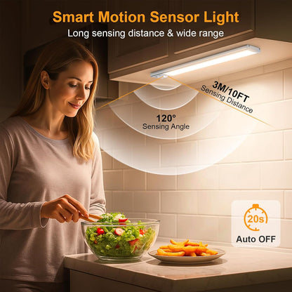 Gritin_10.2inch/_14.7_inch_Under_Cabinet_Lighting_Rechargeable_-84_LED_Super_Bright,3-Color&_5_Level_Brightness,4_Modes,Motion_Sensor,Long_Lasting-_Easy_Installation_Magnetic_Under_Cabinet_Closet_Lights_-2_Pack