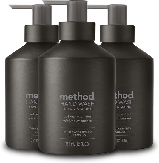 Method_Gel_Hand_Soap,_Vetiver_+_Amber,_Reusable_Black_Aluminum_Bottle,_12_oz_(Pack_of_3)