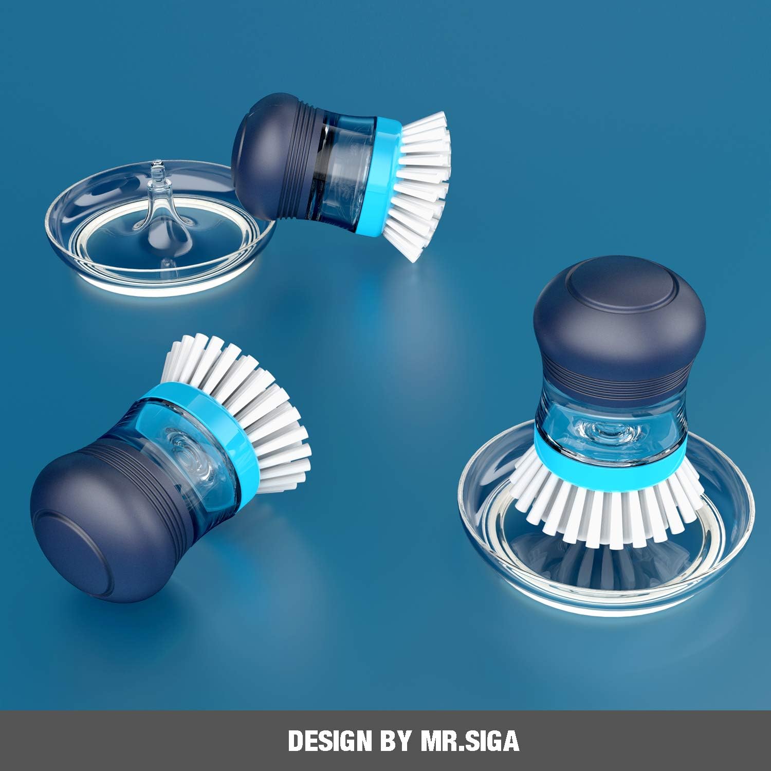 MR.SIGA_Soap_Dispensing_Palm_Brush_Storage_Set,_Kitchen_Brush_with_Holder_for_Pot_Pan_Sink_Cleaning,_1_Set