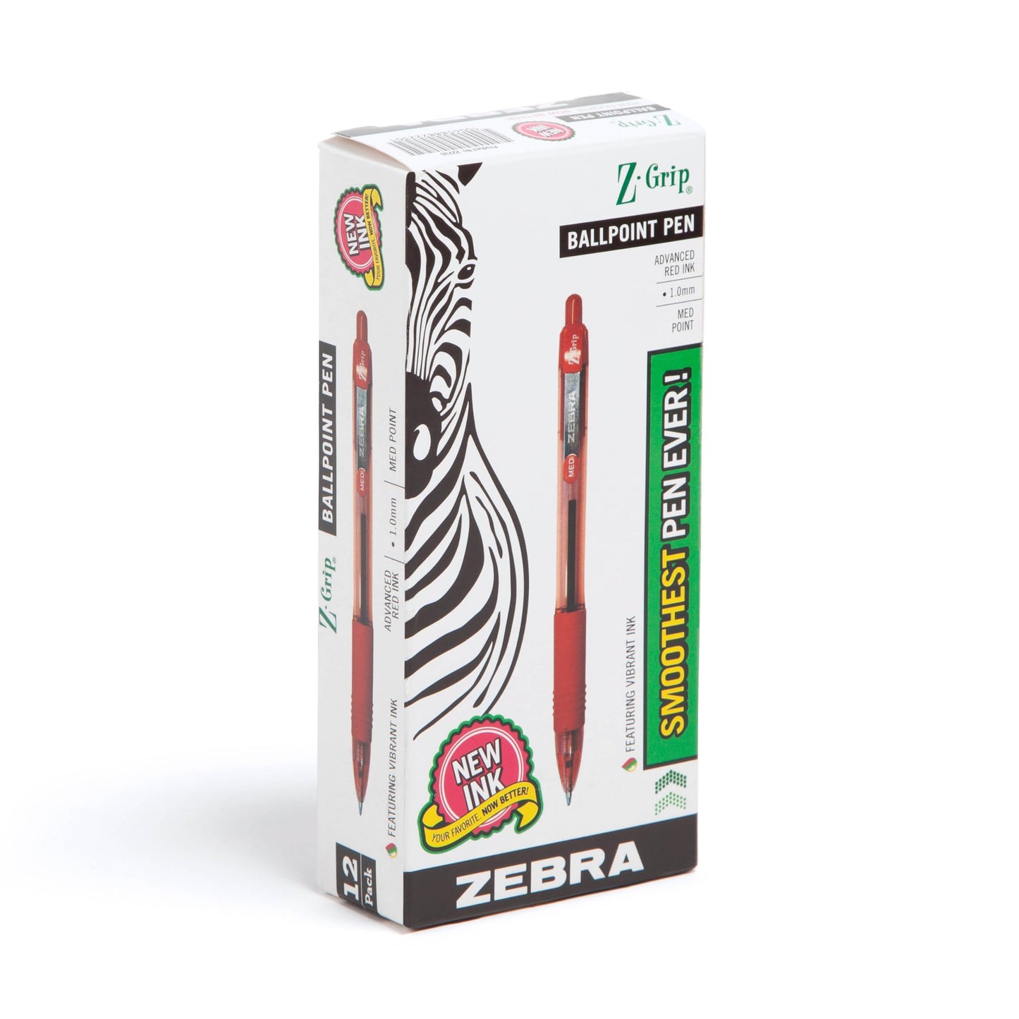Zebra Pen Z-Grip Retractable Ballpoint Pen, Smooth-Flowing Red Ink, 1.0mm Medium Point, School &amp;amp; Office Supplies, Ideal for Note-Taking, Journal and Planner Use, 12-Pack (22230)