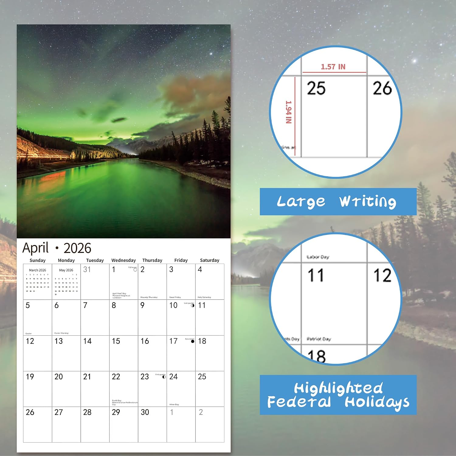2026_Wall_Calendar,Calendar_2026,_November_2025_-_December_2026,_Wall_Calendar_Aurora,_12"_x_24"_Opened,Full_Page_Months_Thick_&_Sturdy_Paper_for_Gift_Perfect_Calendar_Organizing_&_Planning