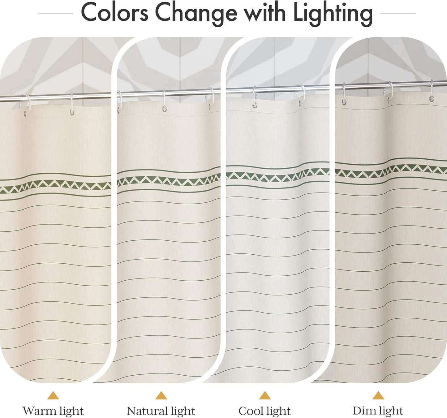 AmazerBath_Boho_Shower_Curtain,_Modern_Farmhouse_Shower_Curtain_Set_with_Tassels,_Rustic_Faux_Linen_Green_Striped_Shower_Curtain_with_Hooks,_Light_Tan_Toned,_72x72_Inches