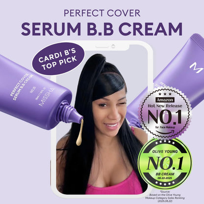 MISSHA_M_PERFECT_COVER_SERUM_BB_CREAM_No.23_Natural_Beige-Light/Medium_with_Cool/Neutral_Undertone,_BB_Cream_by_Cardi_B_Pick,_Skin_Tint,_Tinted_Moisturizer,_Skin_Care_Foundation_Makeup,_1.18_Fl_oz