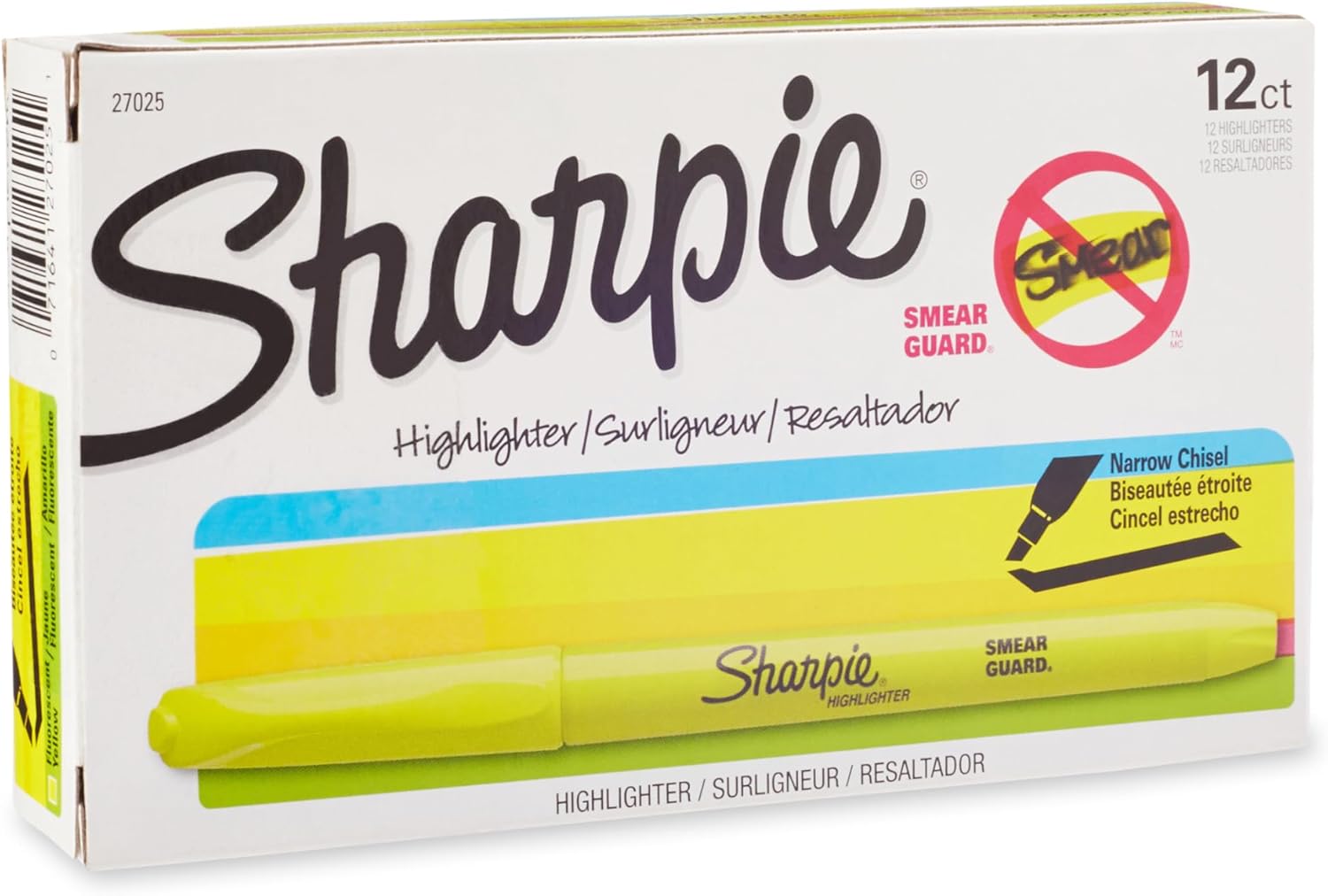 Sharpie_Pocket_Style_Highlighters,_Chisel_Tip,_Fluorescent_Yellow,_Box_of_12