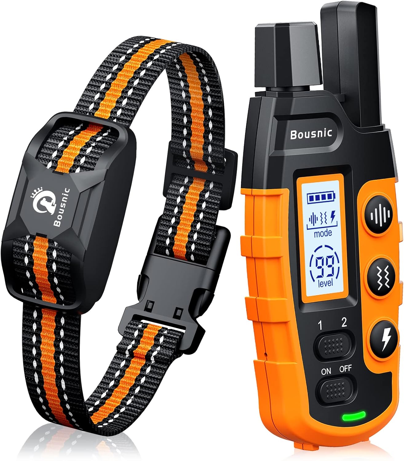 Bousnic_Dog_Shock_Collar_-_3300Ft_Dog_Training_Collar_with_Remote_for_5-120lbs_Small_Medium_Large_Dogs_Rechargeable_Waterproof_e_Collar_with_Beep_(1-8),_Vibration(1-16),_Safe_Shock(1-99)_(Orange)