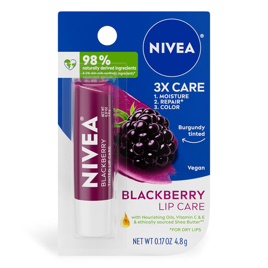 NIVEA_Blackberry_Lip_Care,_Tinted_Lip_Balm_with_Shea_Butter,_Nourishing_Oils_and_Vitamin_C_&_E,_3-in-1_Moisture,_Repair_(for_Dry_Lips)_and_Color,_0.17_Oz_Stick