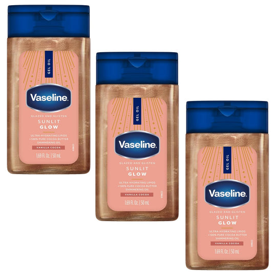 Vaseline_Glazed_and_Glisten_Sunlit_Glow_Body_Gel_Oil,_Ultra-Hydrating_Lipids_with_100%_Pure_Cocoa_Butter_and_Shimmering_Oil,_Vanilla_Cocoa_Scent,_1.69_Fl_Oz,_3_Pack