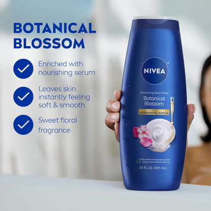 NIVEA_Nourishing_Botanical_Blossom_Body_Wash_with_Nourishing_Serum,_Moisturizing_Body_Wash_for_Women,_Enriched_with_Provitamin_B5_and_Vitamin_E,_20_Fl_Oz_Bottle