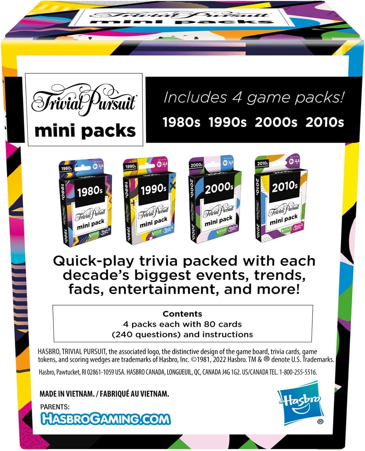 Hasbro_Games_Trivial_Pursuit_Mini_Packs_Multipack,_Fun_Trivia_Questions_for_Adults_and_Teens_Ages_16+,_Includes_4_Game_Featuring_4_Decades