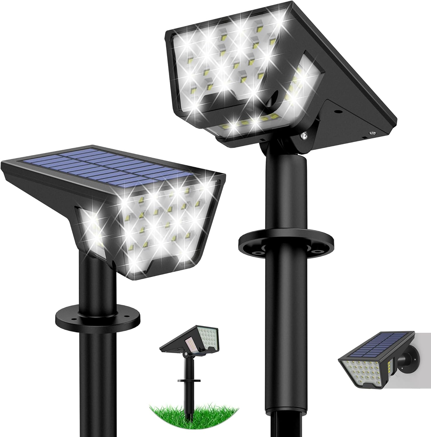 Solar_Spot_Lights_Outdoor_IP65_Waterproof,_53_LEDs_Solar_Powered_Garden_Yard_Lights_Outdoor_3_Modes_Landscape_Spotlight_Wall_Light_with_Auto_On/Off_for_Driveway_Porch_2_Pack_(Cool_White)