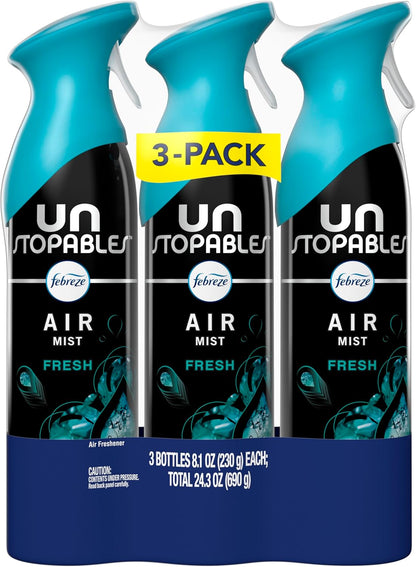 Febreze_Air_Mist,_Air_Freshener_Spray,_Odor_Fighting_Room_Spray,_Deodorizer_for_Home_Bathroom_Kitchen_Office_Apartment_Dorm_Room_Classroom,_Unstopables_Fresh_Scent,_8.1oz_(Pack_of_3)