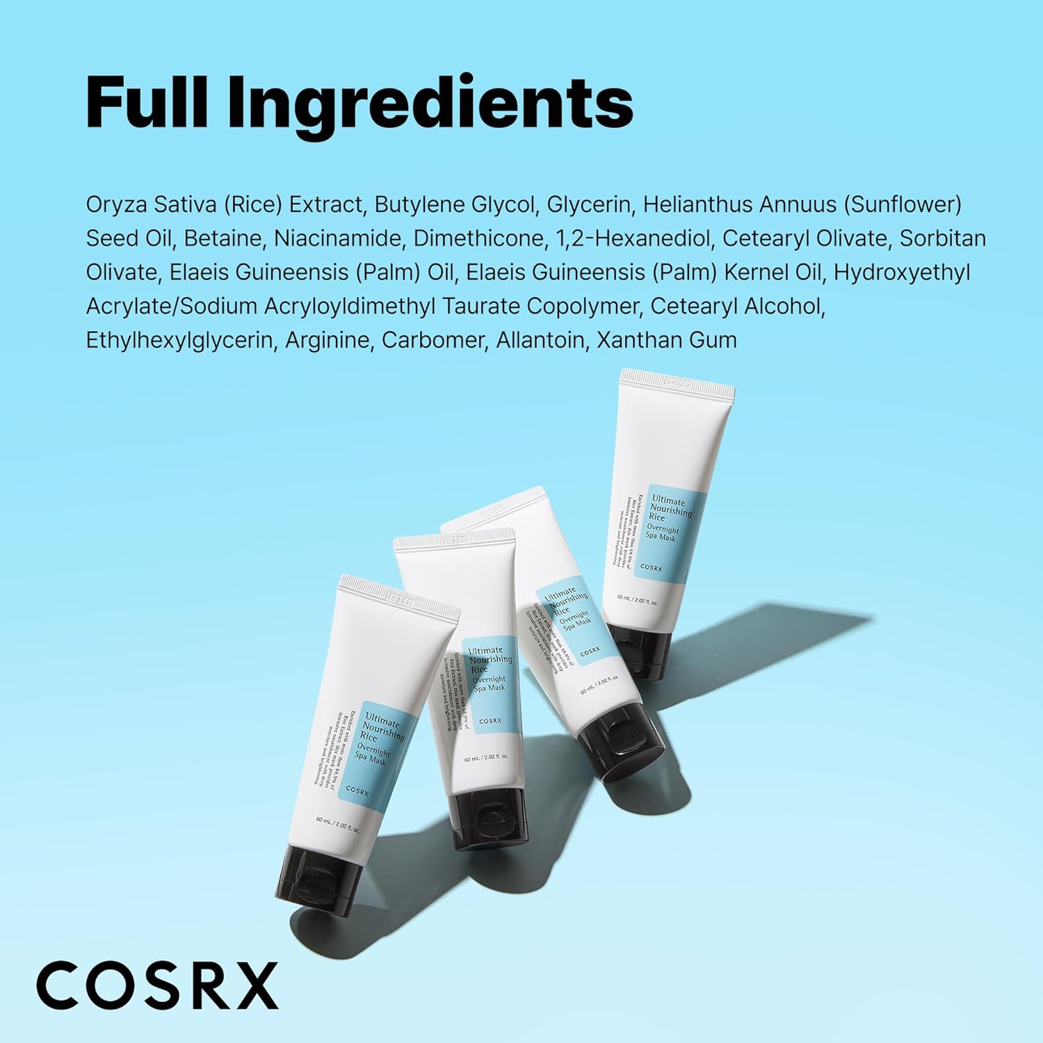 COSRX_Ultimate_Nourishing_Rice_Overnight_Spa_Mask,_60ml_/_2.02_fl.oz_|_Rice_Extract_68%_and_Niacinamide_2%,_Korean_Skin_Care,_Animal_Testing_Free