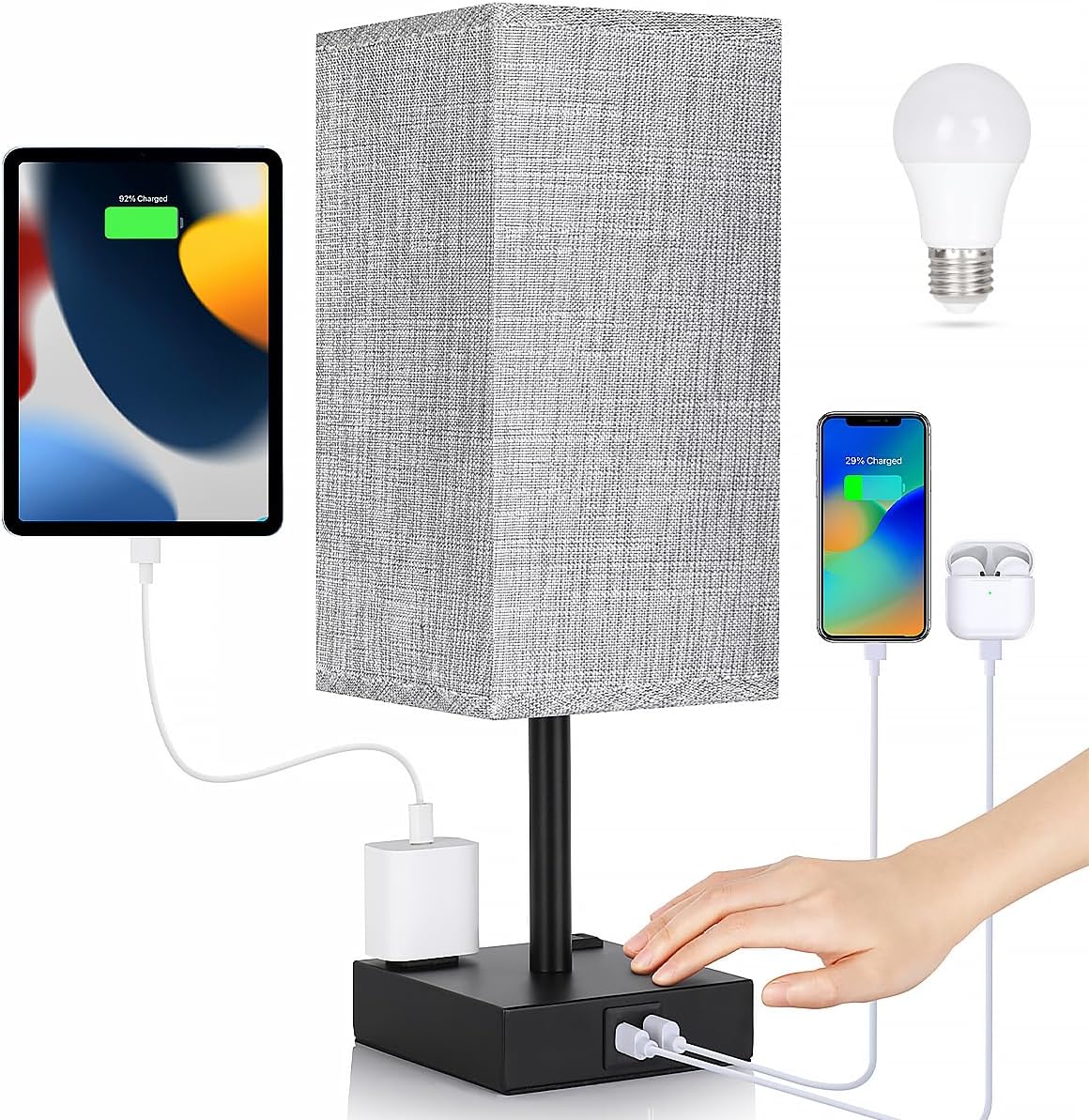 Soilsiu_Bedside_Table_Lamp_for_Bedroom_-_Touch_Small_Lamp_with_USB_C+A_Charging_Ports_&_AC_Outlets,_3_Way_Dimmable_Nightstand_Light_for_Living_Room_(LED_Bulb_Included,_Grey)