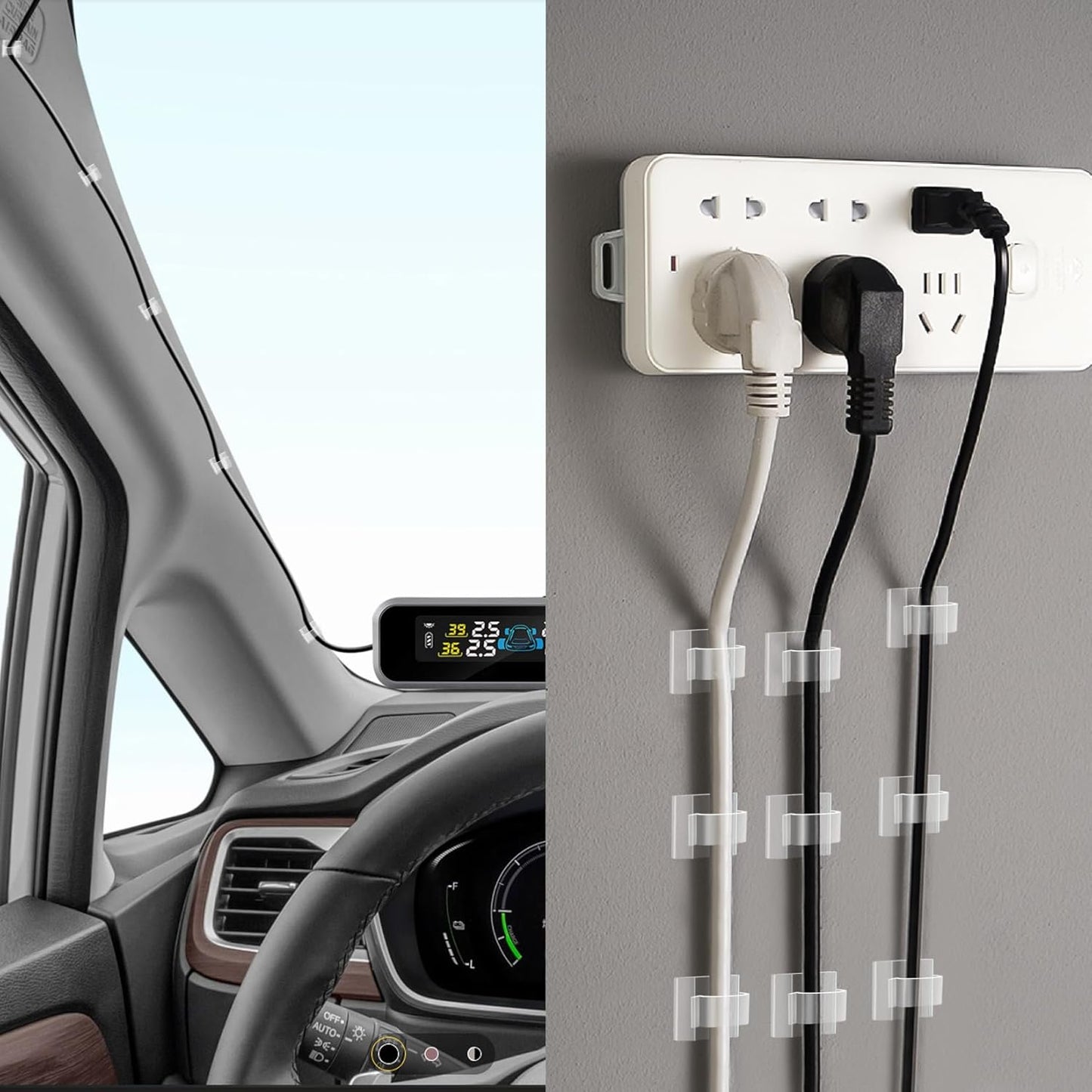 60_PCS_XHF_5/8”_Adhesive_Cable_Wire_Clips_Clear,_Outdoor_Christmas_Light_Clips,_Cable_Staples_Cable_Management_Wire_Organizer_Cord_Holder_for_Under_Desk,_Car,_Wall,_TV_PC_Ethernet_Cable