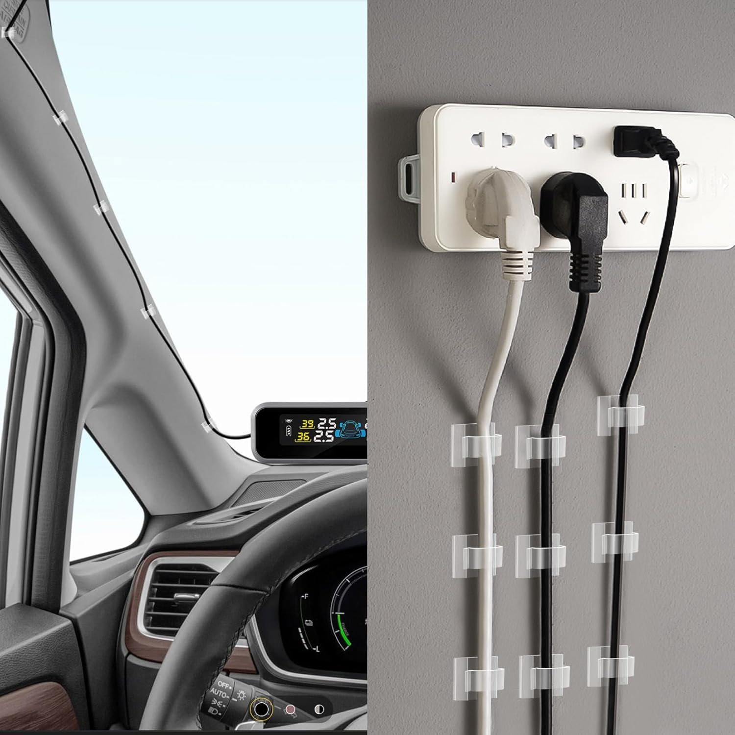 60_PCS_XHF_5/8”_Adhesive_Cable_Wire_Clips_Clear,_Outdoor_Christmas_Light_Clips,_Cable_Staples_Cable_Management_Wire_Organizer_Cord_Holder_for_Under_Desk,_Car,_Wall,_TV_PC_Ethernet_Cable