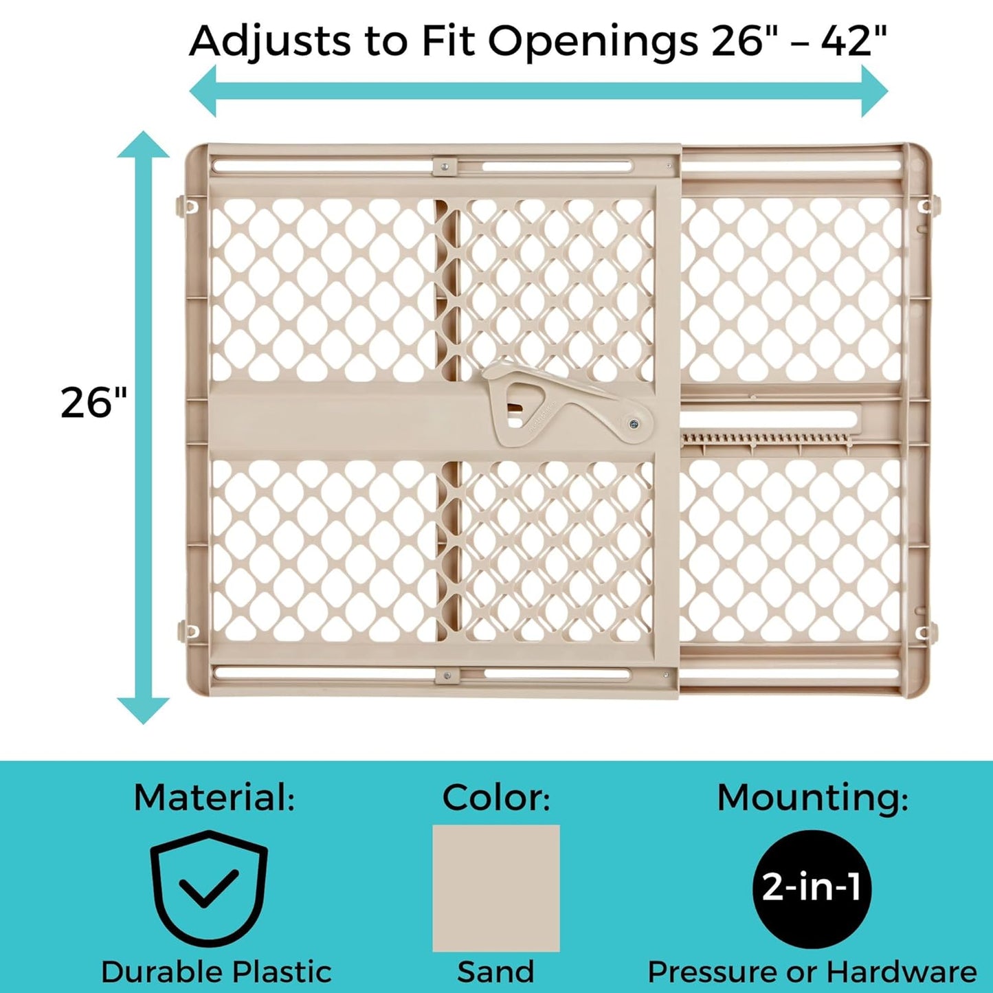 Toddleroo_by_North_States_-_Supergate_Ergo_Baby_Gate:_Plastic_Baby_Gate_for_Stairs_&_Doorways_-_Adjustable_Indoor_Safety_Gate_-_Made_in_USA_-_26_to_42_Inches_Wide_-_26_Inches_Tall_-_Sand