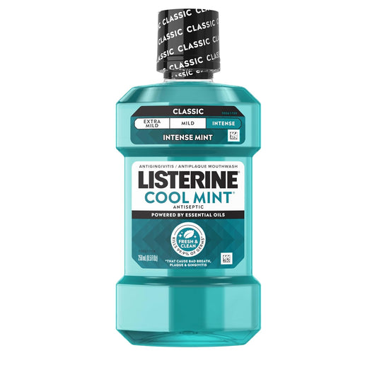 Listerine_Cool_Mint_Intense_Antiseptic_Mouthwash,_Daily_Oral_Rinse_Kills_99.9%_of_Germs_That_Cause_Bad_Breath,_Plaque_and_Gingivitis._for_a_Fresh,_Clean_Mouth,_Intense_Mint_Flavor,_250_mL/_8.5_Fl.Oz.