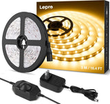 Lepro LED Strip Light White, 16.4Ft/32.8ft Dimmable Vanity Lights, 3000K Super Bright LED Tape Lights, 300 LEDs SMD 2835, Strong 3M Adhesive, Suitable for Home, Kitchen, Under Cabinet, Bedroom, Warm White