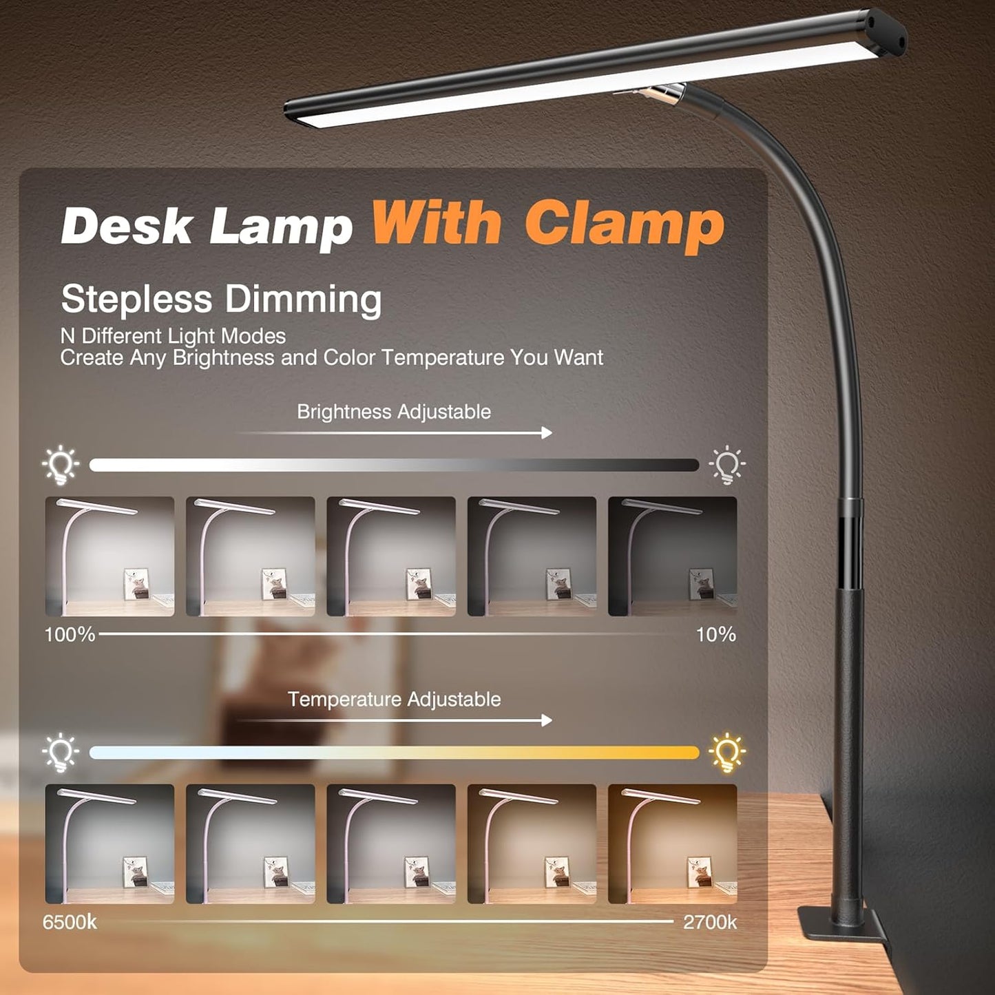 LED_Desk_Lamp_for_Office_Home,_Eye-Caring_Desk_Light_with_Stepless_Dimming_Adjustable_Flexible_Gooseneck,_10W_USB_Adapter_Desk_Lamp_with_Clamp_for_Reading,_Study,_Workbench_(Black)