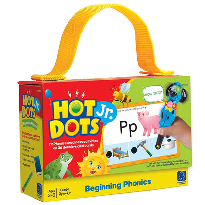 Educational Insights Hot Dots Jr. Beginning Phonics Set - Preschool and Kindergarten Flash Cards Compatible with Interactive Pen, Preschool Learning Activities, Learn to Read Activity for Kids Ages 3+