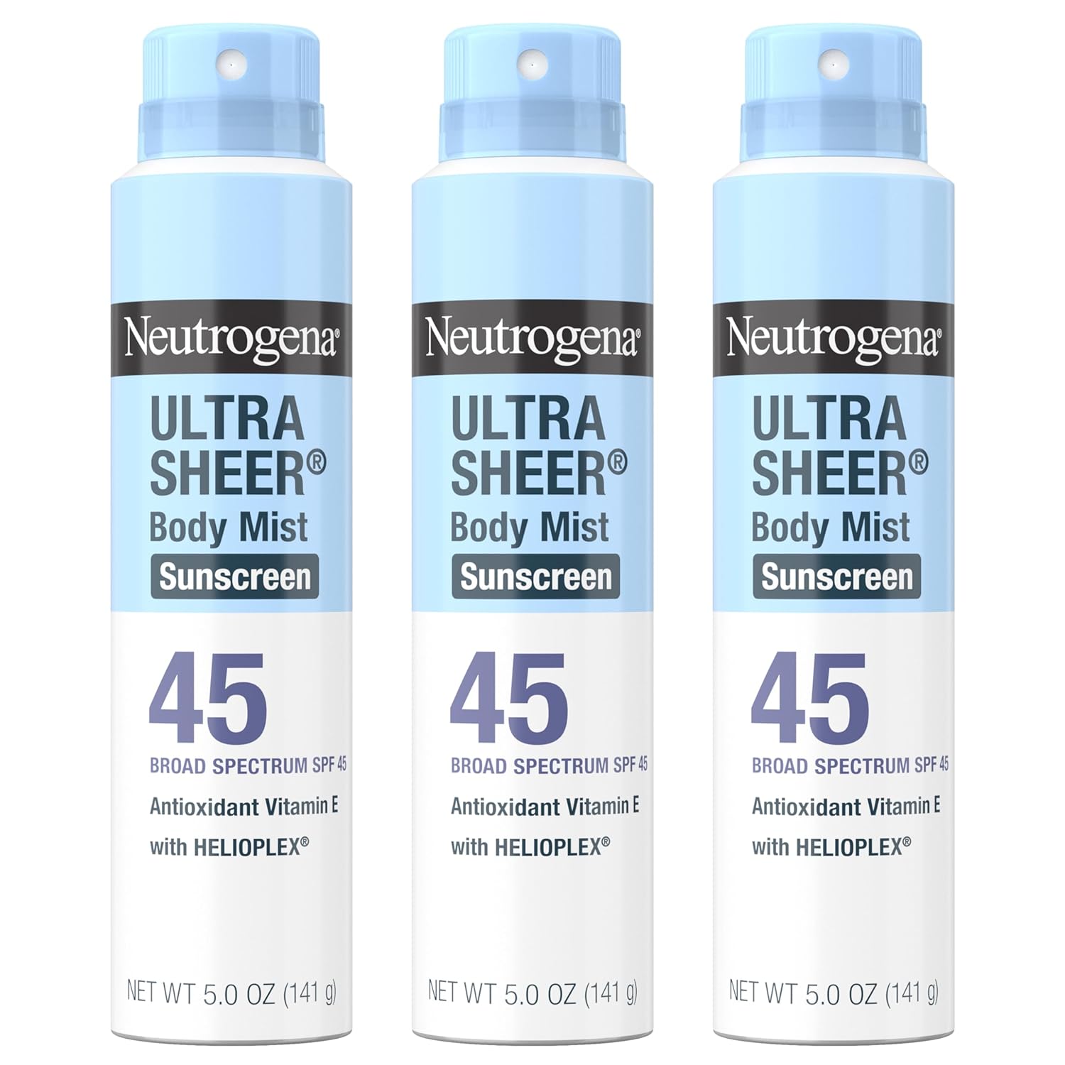 Neutrogena_Ultra_Sheer_Sunscreen_Spray_SPF_45_Body_Mist,_Lightweight_Non-Greasy_Broad_Spectrum_UVA/UVB_Protection,_Oil-Free_&_Non-Comedogenic_Water_Resistant_Spray_Sunscreen_(80_min),_Pack_of_3,_5_oz