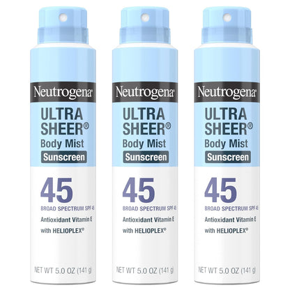 Neutrogena_Ultra_Sheer_Sunscreen_Spray_SPF_45_Body_Mist,_Lightweight_Non-Greasy_Broad_Spectrum_UVA/UVB_Protection,_Oil-Free_&_Non-Comedogenic_Water_Resistant_Spray_Sunscreen_(80_min),_Pack_of_3,_5_oz