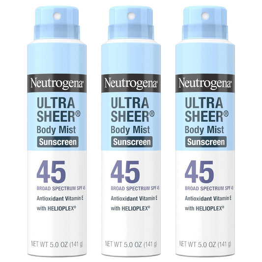 Neutrogena_Ultra_Sheer_Sunscreen_Spray_SPF_45_Body_Mist,_Lightweight_Non-Greasy_Broad_Spectrum_UVA/UVB_Protection,_Oil-Free_&_Non-Comedogenic_Water_Resistant_Spray_Sunscreen_(80_min),_Pack_of_3,_5_oz