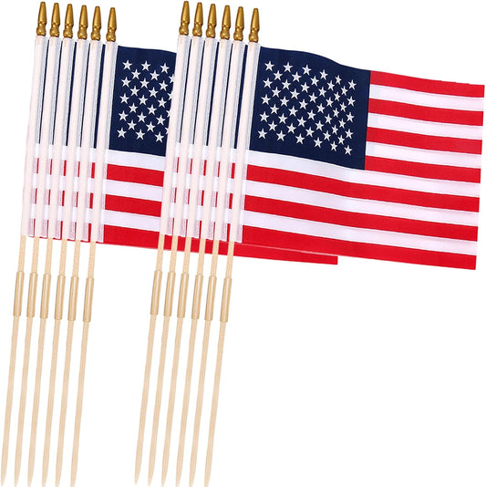 12_Pcs_12x18_Inch_American_Flags_for_Outside,_250th_Anniversary_USA_Stick_Flag_with_Handheld_and_Grounded_Multi-Purpose_Flagpole,_Memorial_Day,_4th_of_July_Decorations,_Patriotic_Decorations