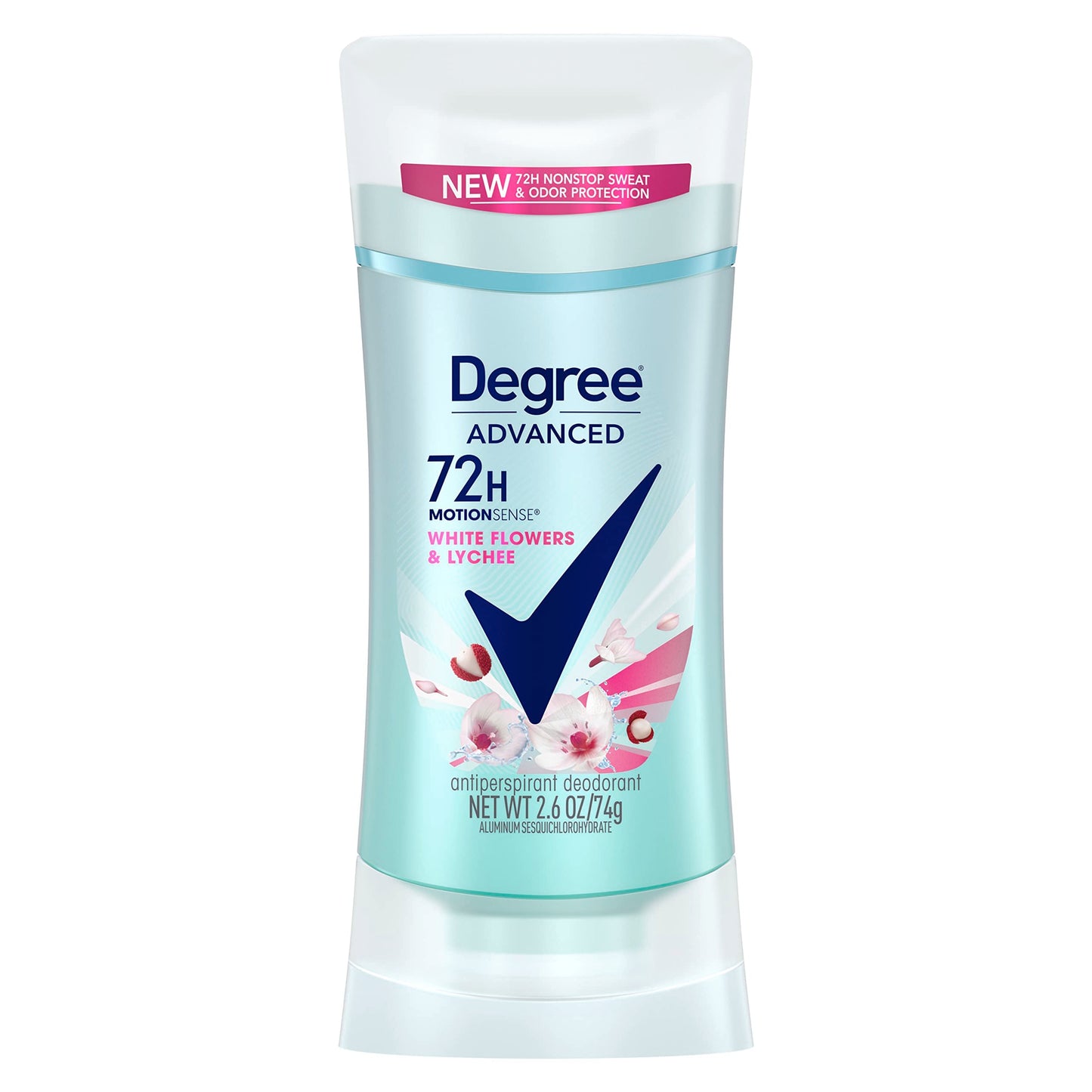 Degree Advanced Protection Antiperspirant Deodorant White Flowers &amp;amp; Lychee for 72-Hour Sweat &amp;amp; Odor Control for Women, with Body Heat Activated Technology, 2.6 oz