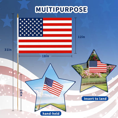 12x18_Inch_American_Flags_on_Stick_-_Patriotic_American_Flags_for_Outside,_USA_Stick_Flag_Perfect_for_Independence_Day,_Memorial_Day,_4th_of_July_Decorations_(12)