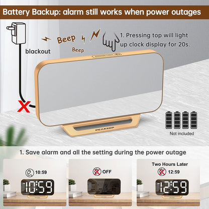 Peakeep_Slim_Digital_Mirror_Aesthetic_Alarm_Clock_for_Bedrooms_Desk_Decor_-_Plug_in_Electric_Big_LED_Modern_Small_Clock_for_Office_Living_Room,_Battery_Backup,_6_Dimmers_(Gold)