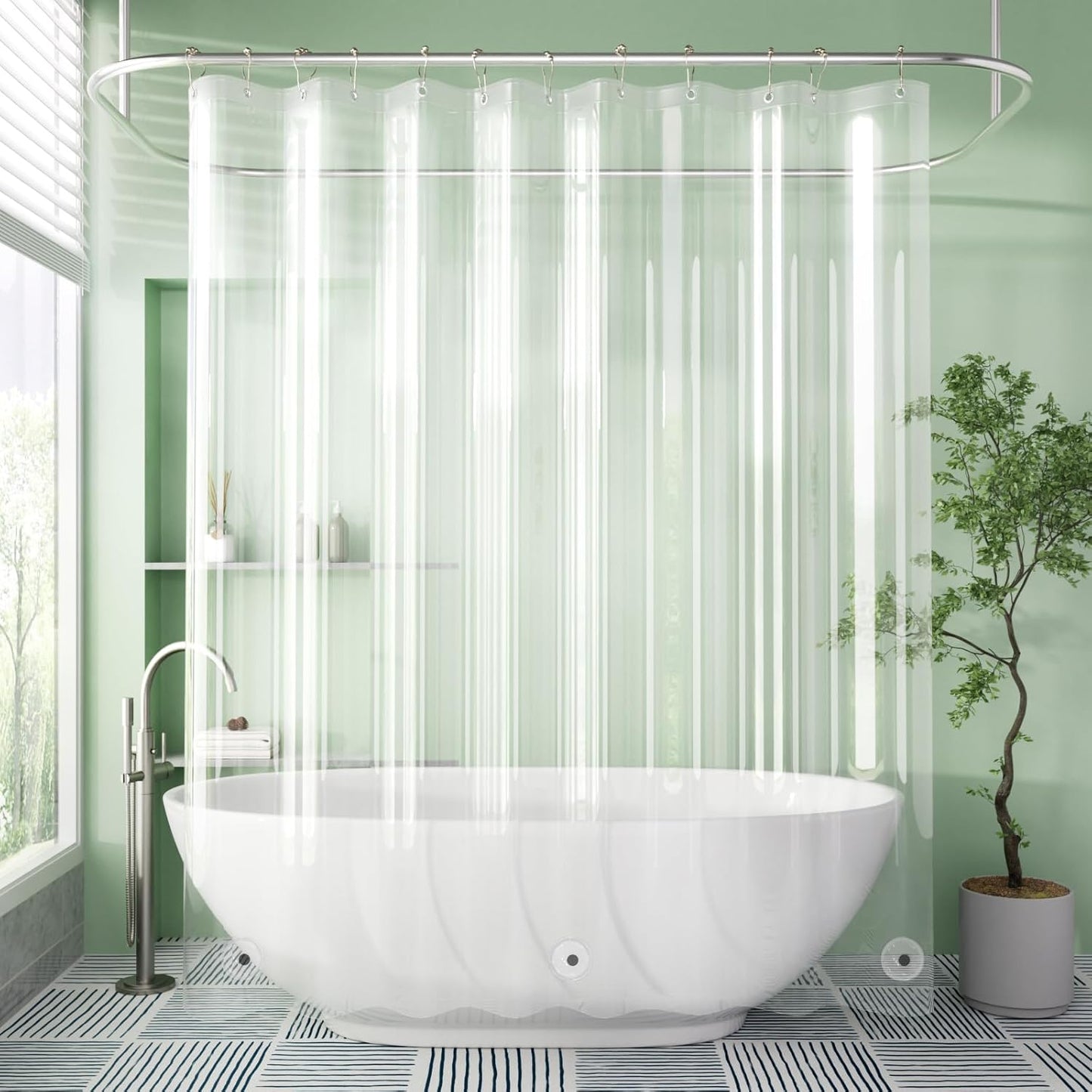 AmazerBath_Shower_Curtain_Liner,_72x72_Clear_Shower_Curtain_Liner,_Waterproof_Plastic_Shower_Liner,_Cute_Lightweight_PEVA_Shower_Curtain_for_Bathroom_with_3_Magnets_and_12_Rustproof_Metal_Grommets
