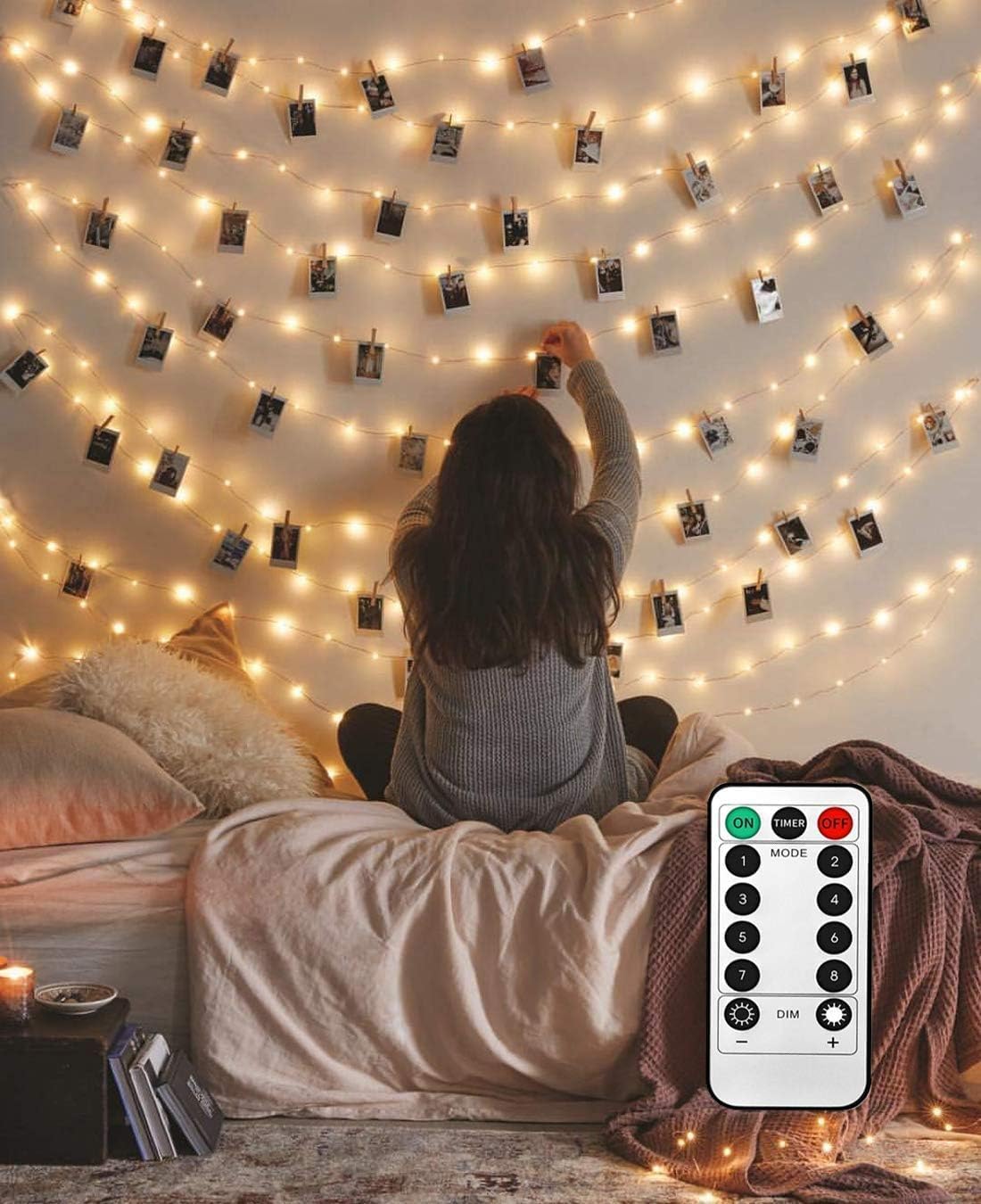LiyuanQ_40_LED_Photo_Clip_String_Lights_with_Remote,_8_Modes_Indoor_Fairy_String_Lights_for_Hanging_Photos_Pictures_Cards_and_Memos,_Ideal_Gift_for_Bedroom_Decoration_(USB_Operated,_Warm_White)
