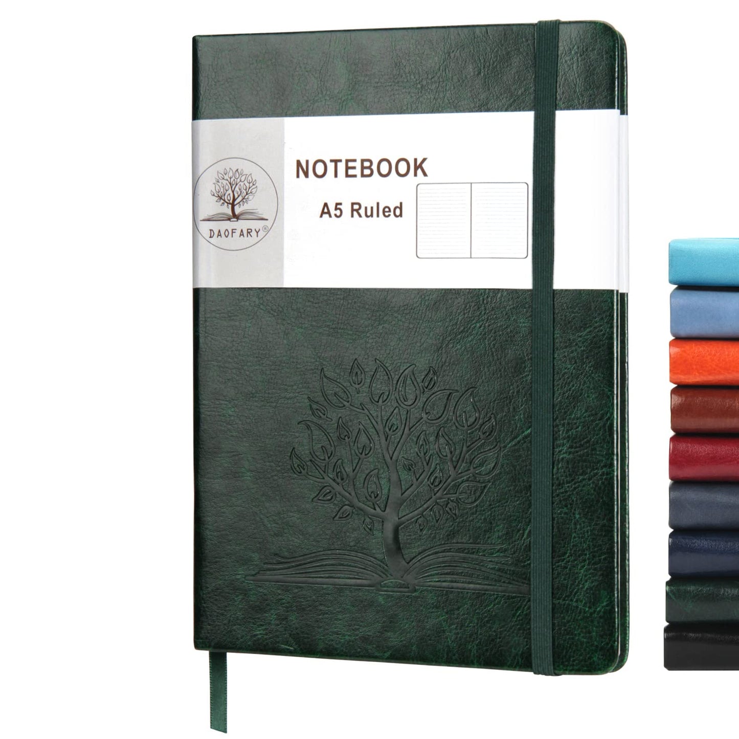 Daofary A5 Journal Notebook, Leather Ruled Notebooks 160 Pages Diary 100gsm Thick Paper Writing Hardcover Notebook with Pocket for Work Men Woman 8.4 x 5.7 in
