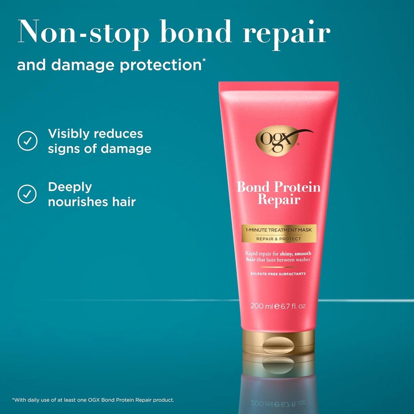 OGX_Repair_&_Protect_Bond_Protein_Repair_1-Minute_Treatment_Mask,_Deep_Conditioning_Hair_Mask_Rapidly_Repairs_for_Shiny,_Smooth_Hair_That_Lasts_Between_Washes,_6.7_fl._oz