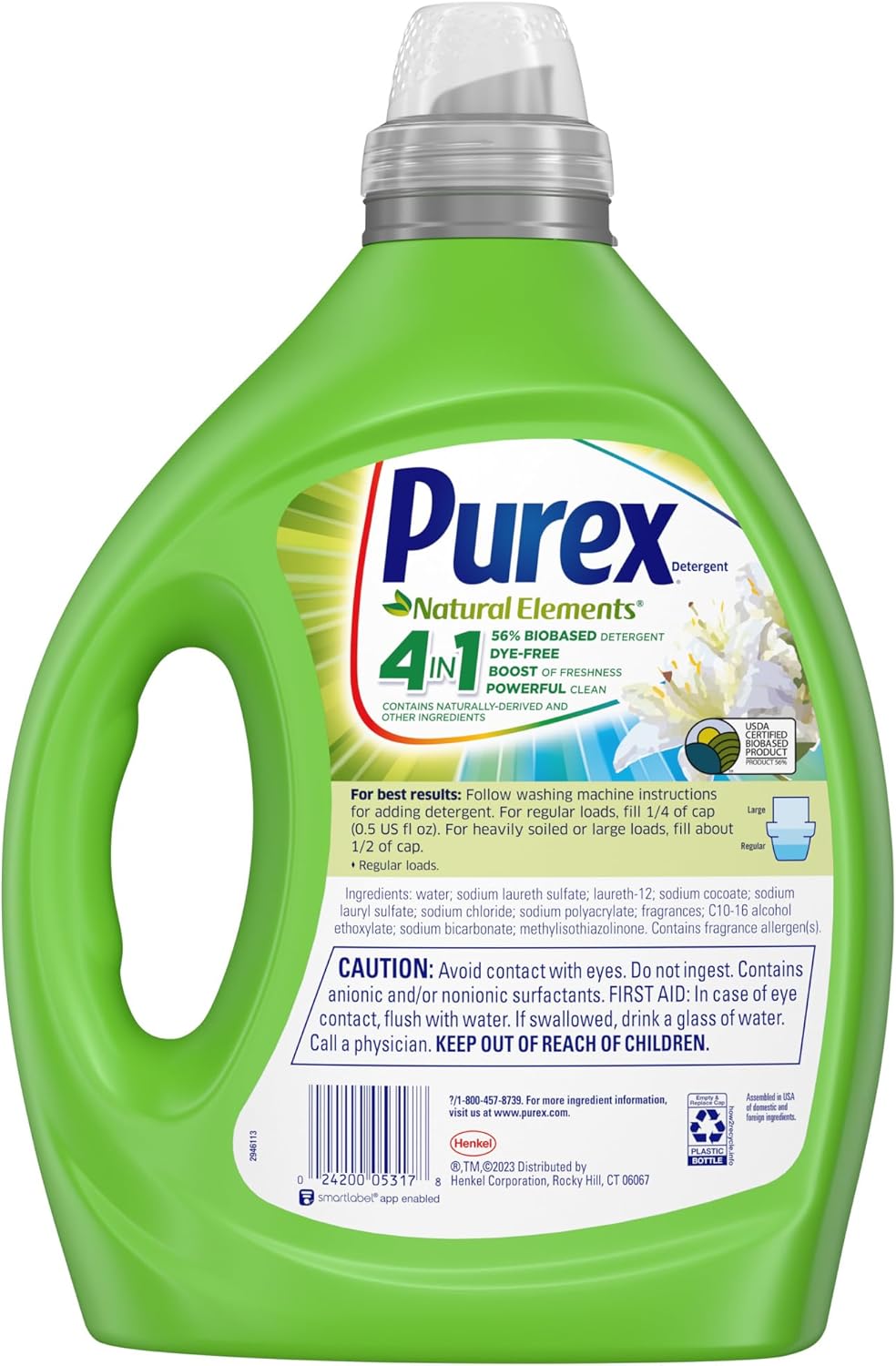 Purex_Natural_Elements_Fresh_Lilies_&_Linen_Liquid_Detergent,_82.5_oz,_165_Loads,_Ultra-Concentrated,_Dye-Free,_USDA_Certified_Biobased_Product