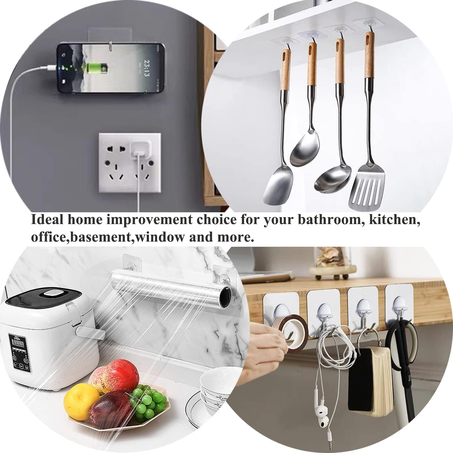 JINSHUNFA_Adhesive_Wall_Hooks_for_Hanging_Heavy_Duty_Towel_Coat_Hooks_Waterproof_Transparent_Hook_for_Bathroom_Shower_Kitchen_Keys_Door_Outdoor_Home_Improvement_Utility_Hook_8_Pack