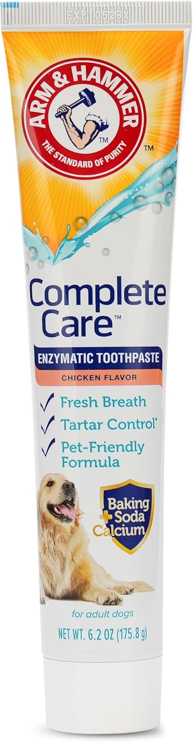 Arm_&_Hammer_Complete_Care_Enzymatic_Dog_Toothpaste_with_Baking_Soda_and_Calcium,_Fluoride-Free_Chicken_Flavor_for_Plaque,_Tartar,_and_Fresh_Breath,_6.2_Oz_Value_Size