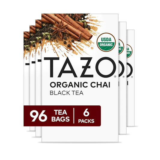 TAZO_Organic_Chai_Black_Tea_Bags,_Blend_of_Black_Teas,_Ginger,_Cinnamon,_Black_Pepper_&_Cardamom,_96_Total_Tea_Bags_(16ct_-_Pack_of_6)