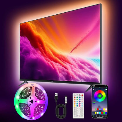 PSTAR_LED_Lights_for_TV_Led_Backlight,_3.28FT/9.84FT/16.4ft/32.8FT/50FT/65.6FT_Music_Sync_RGB_Strip_Lights_with_Remote_&_App_Control,_USB_Powered_for_TVs,_Computer,_Bedroom,_Gaming_Setup,_Home_Cinema