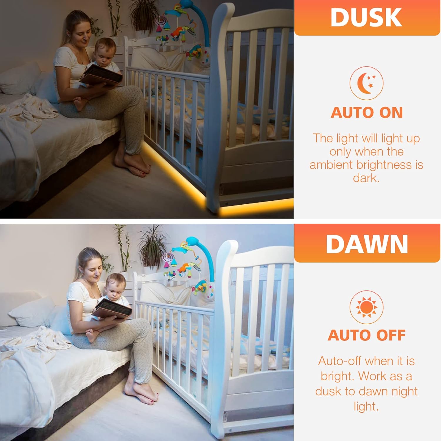 WOBANE_LED_Strip_Lights,_Motion_Sensor_Light_Strip_with_Remote_and_Adapter,_Night_Light,_Dimmable_Function,_16.4ft/32.8f_Tape_Lighting_for_Kitchen,_Under_Cabinet,_Bedroom,_Shelf,_Bed,_Warm_White/White