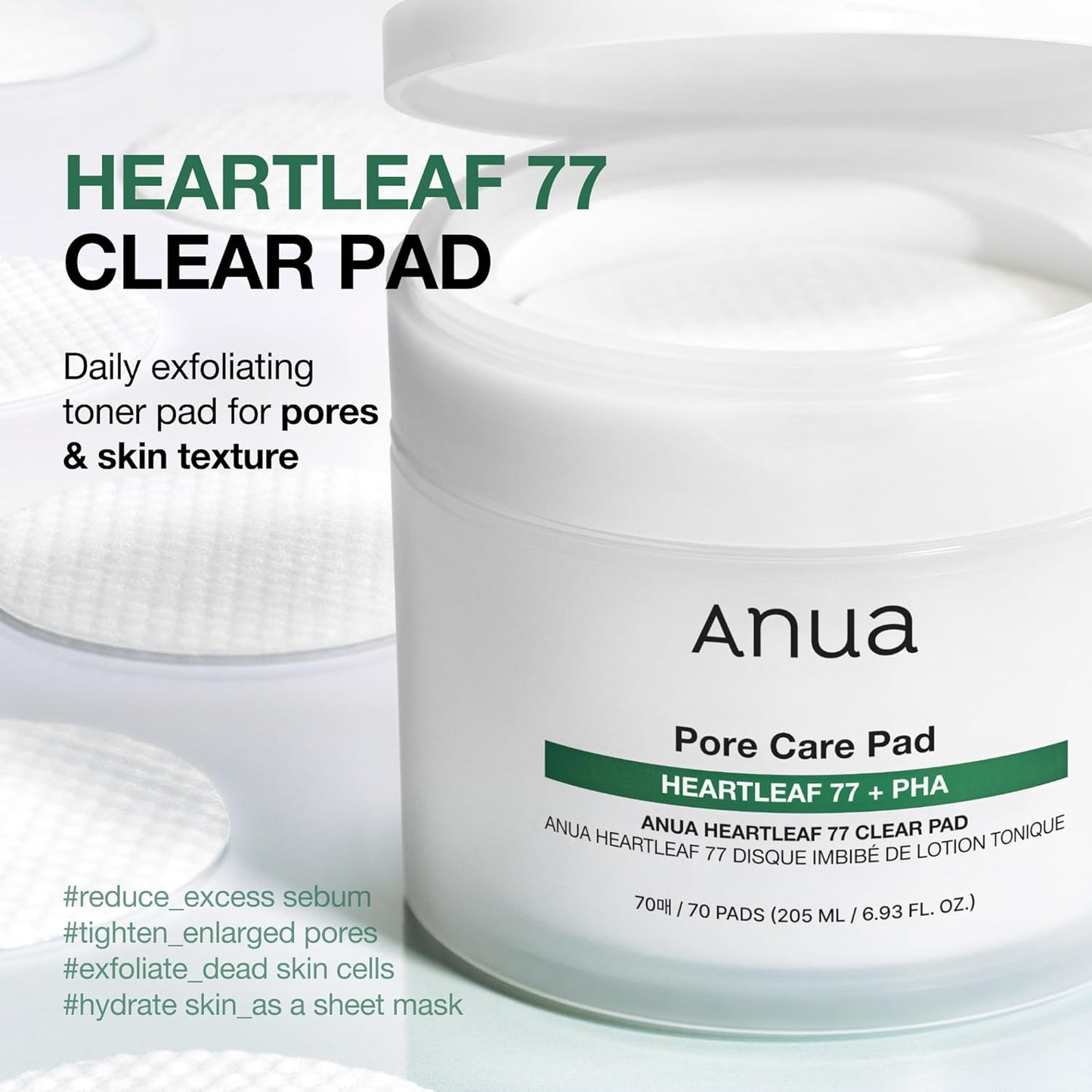 Anua_Heartleaf_77_Toner_Pads,_Daily_Exfoliating_Toner_Pad_for_Skin_Texture_Care_with_Centella_&_PHA,_Dual-Textured_Pore_Pads_for_Sensitive_Skin,_Smooth_Skin,_Non-Comedogenic,_Korean_Skin_Care,_70_Pads