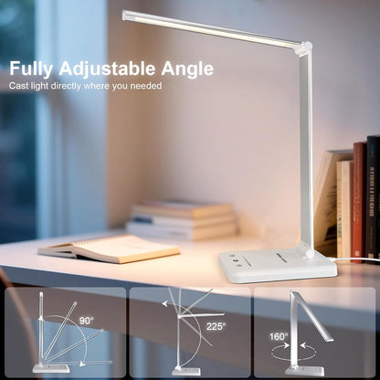 White_crown_LED_Desk_Lamp_Dimmable_Table_Lamp_Reading_Lamp_with_USB_Charging_Port,_5_Lighting_Modes,_Sensitive_Control,_30/60_Minutes_Timer_(White,_First-Generation)