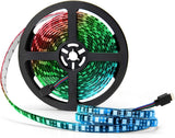 SUPERNIGHT LED Strip Lights, 16.4FT 5M SMD 5050 Waterproof 300LEDs RGB Color Changing Flexible LED Light Strip for Bedroom, TV Back Lighting, Christmas, Valentine's Day (Black PCB)