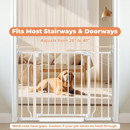 Baby_Gate_No_Drilling,_29"-40"_Auto_Close_Dog_Gate_Indoor_for_Doorways_&_Stairs,_Pressure_Mounted_Adjustable_Pet_Gate,_Easy_Walk_Through_Child_Gate_for_Children_&_Pets_Stroller_Friendly,_White